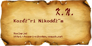 Kozári Nikodém névjegykártya